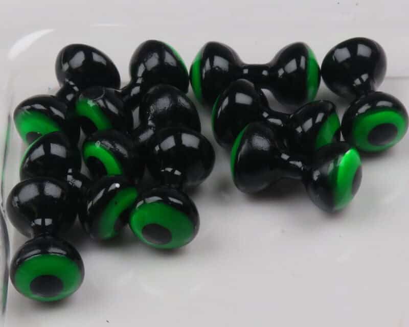 Hareline Mono Nymph Eyes For Fly Tying - Plastic Dumbbell Eyes - Black Or Olive (20 Pack)