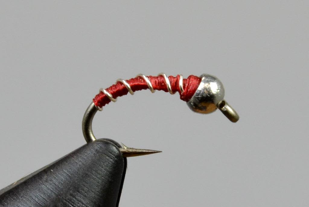 Tungsten Zebra Midge - Red/Silver, 16