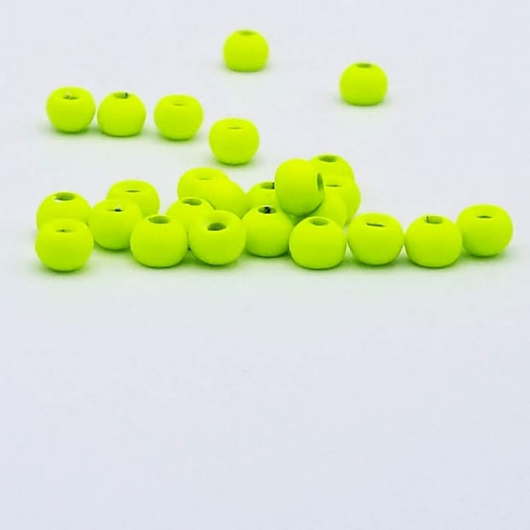 20 YELLOW CHARTREUSE TUNGSTEN ROUND BEADS FOR FLY TYING YOU PICK FROM 5 SIZES 
