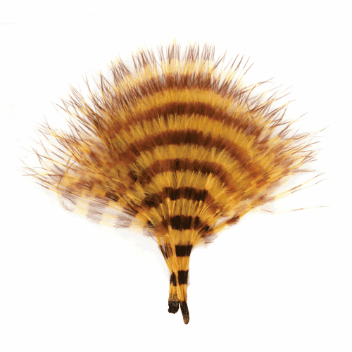 mfc barred marabou feathers for fly tying yellow brown