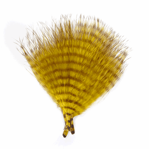 mfc mini barred marabou feathers for fly tying yellow brown