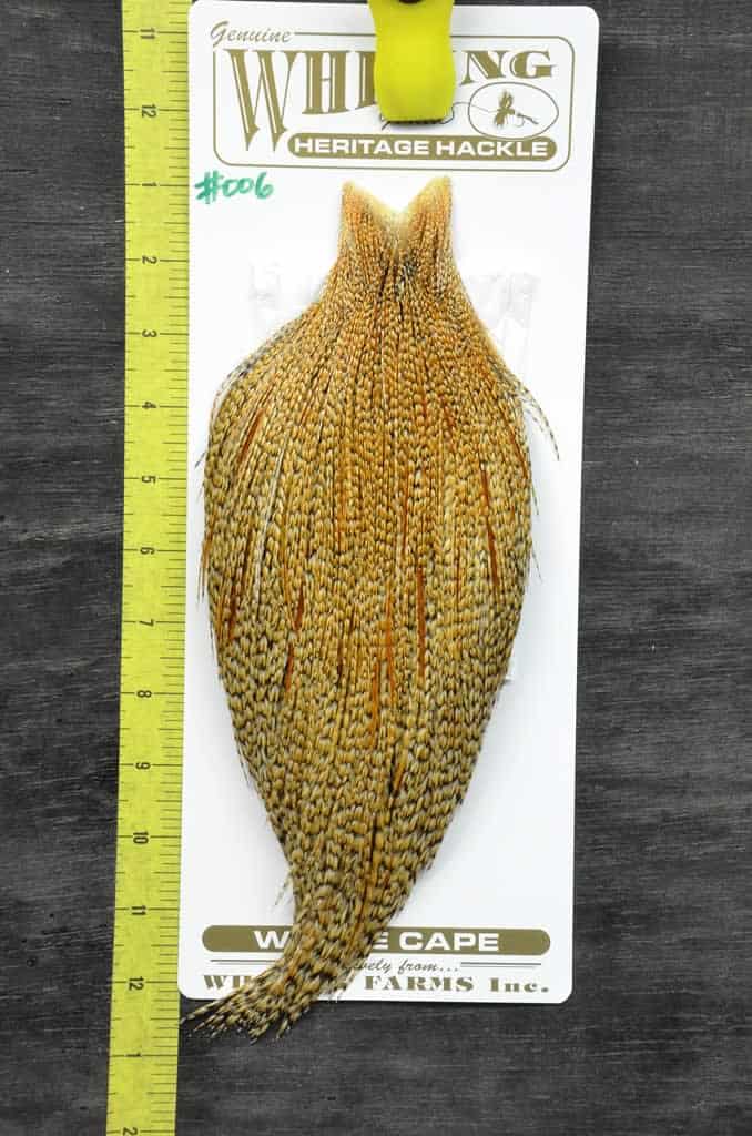 Whiting Heritage Hackle Dry Fly Cape Black Barred Dark Ginger 006
