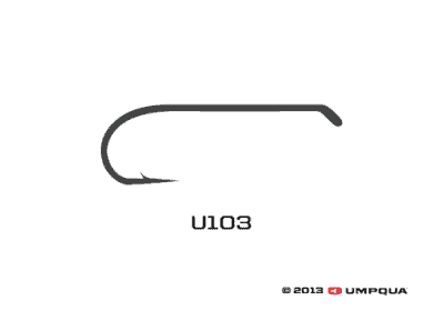 Umpqua U-Series U103 Nymph Tying Hooks 50-Pack, Size 14 - 1X Strong, 2X Long, Down Eye For Fly Fishing