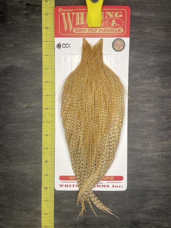 Whiting Dry Fly Cape – Bronze Grade – Barred Medium Ginger #001
