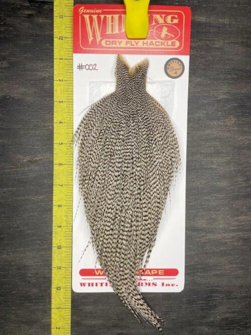 Whiting Dry Fly Cape – Bronze Grade – Grizzly #002