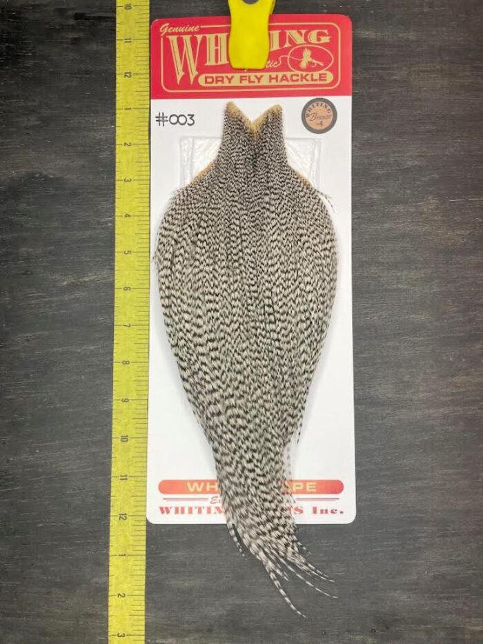 Whiting Dry Fly Cape – Bronze Grade – Grizzly #003
