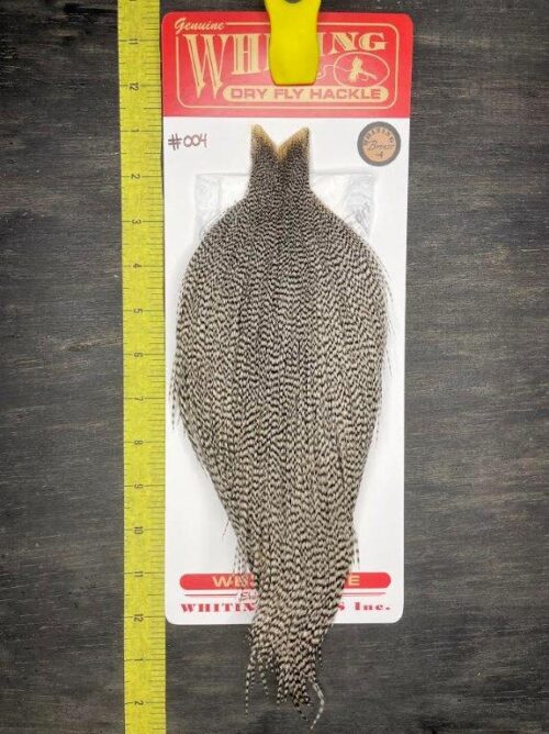 Whiting Dry Fly Cape – Bronze Grade – Grizzly #004