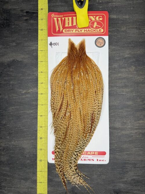 Whiting Dry Fly Cape – Bronze Grade – Barred Medium Ginger #001