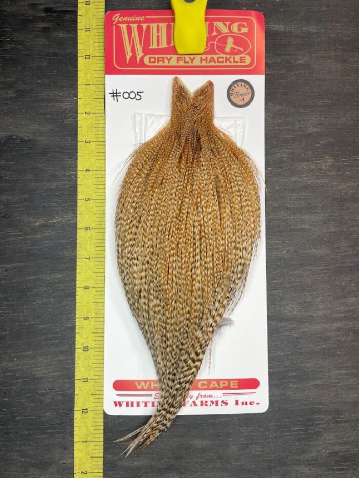 Whiting Dry Fly Cape – Bronze Grade – Barred Medium Ginger #005