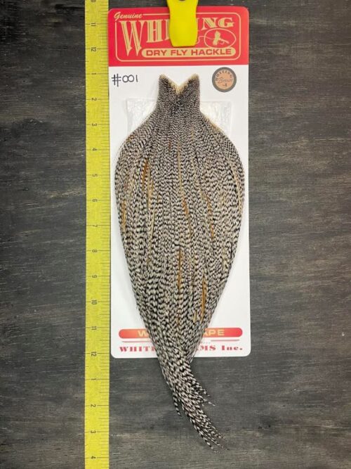 Whiting Dry Fly Cape – Bronze Grade – Grizzly Variant #001