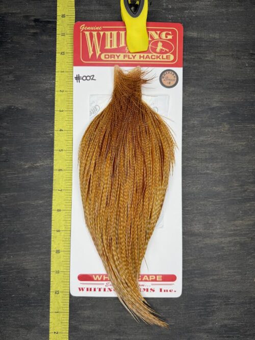 Whiting Dry Fly Cape – Bronze Grade – Barred Medium Ginger #002