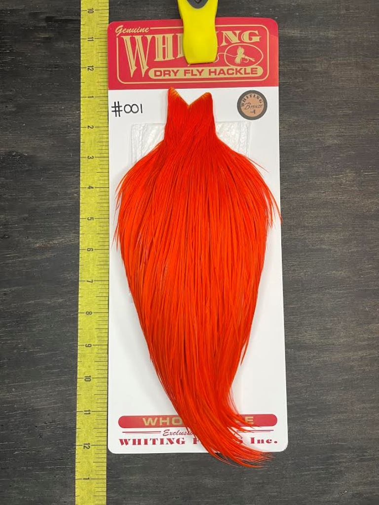 Whiting Dry Fly Cape – Bronze Grade – White Dyed Orange #001