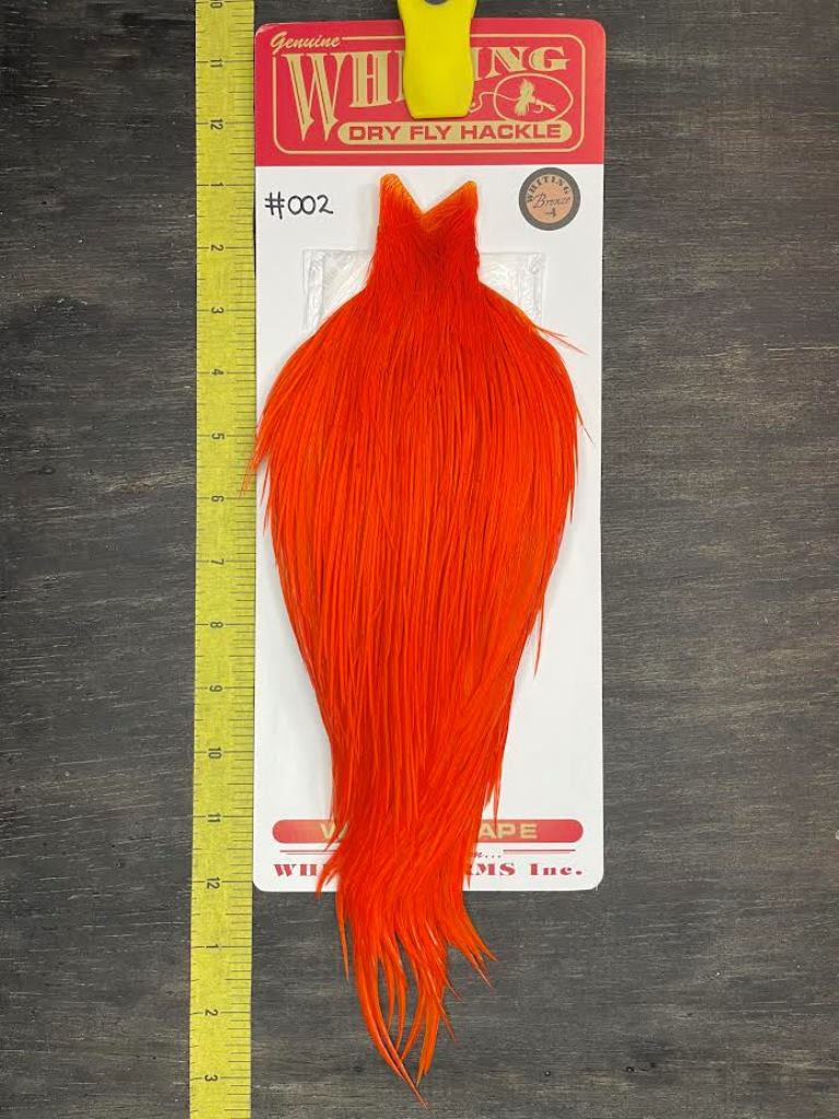 Whiting Dry Fly Cape – Bronze Grade – White Dyed Orange #002