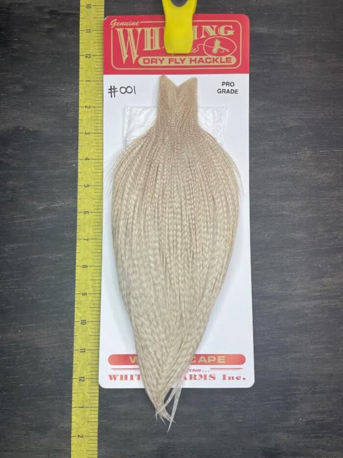 Whiting Dry Fly Cape – Pro Grade – Ghost Barred White #001