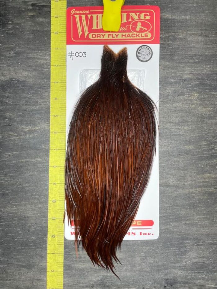 Whiting Dry Fly Cape – Silver Grade – White dyed Coachman Brown #003