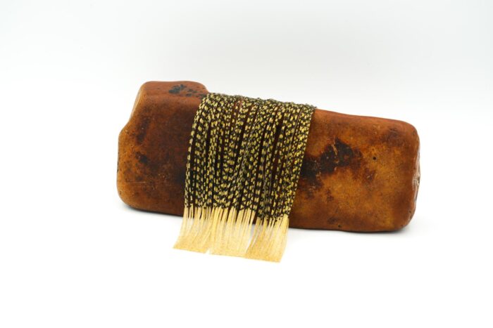 barred crazy legs gold black fo fly tying