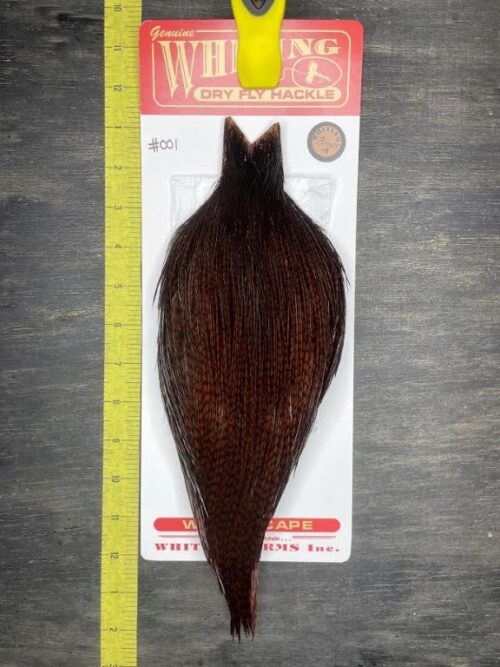 Whiting Dry Fly Cape – Bronze Grade – Grizzly dyed Coachman Brown #001