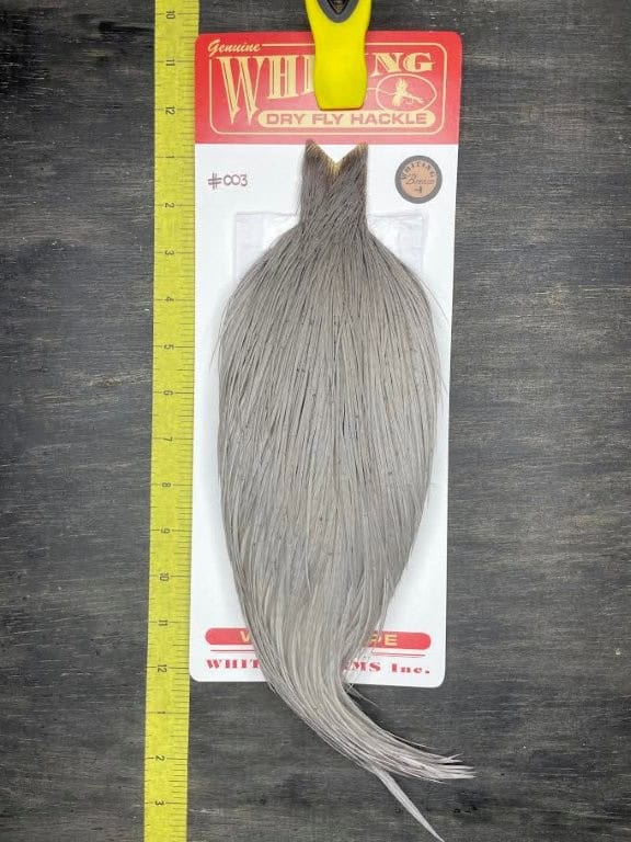 Whiting Dry Fly Cape – Bronze Grade – White dyed Medium Dun #003