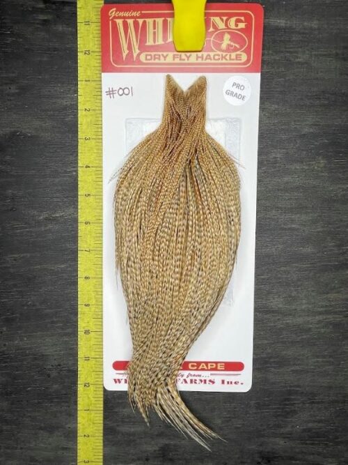 Whiting Dry Fly Cape – Pro Grade – Barred Medium Ginger #001