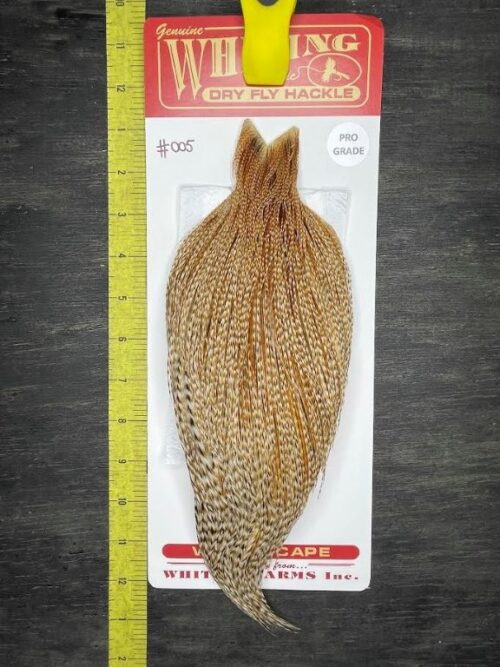 Whiting Dry Fly Cape – Pro Grade – Barred Medium Ginger #005