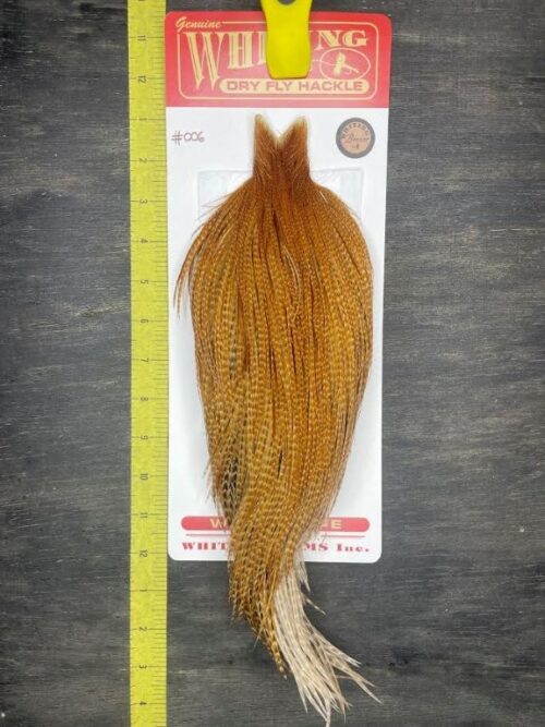 Whiting Dry Fly Cape – Bronze Grade – Dark Barred Ginger #006