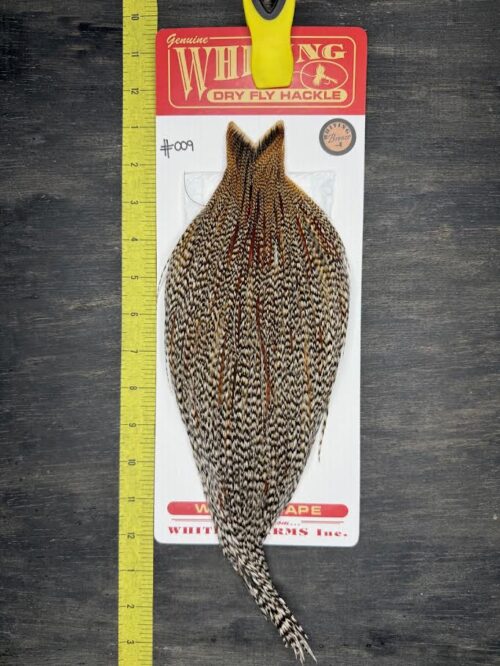 Whiting Dry Fly Cape – Bronze Grade – Grizzly Variant #009