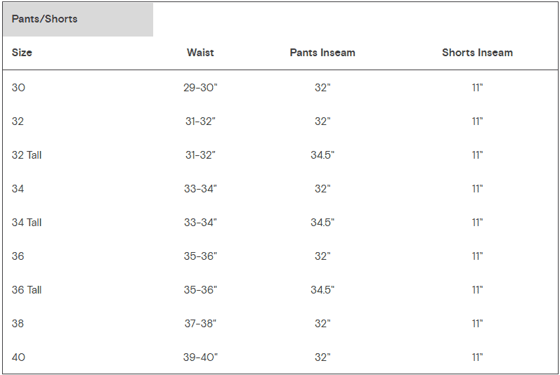 skwala pants shorts size guide
