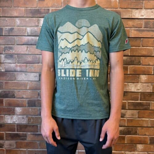 slide in hunter green mountains tee